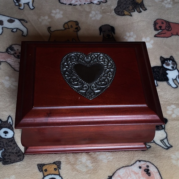 Beautiful vintage cherry wood jewelry box!